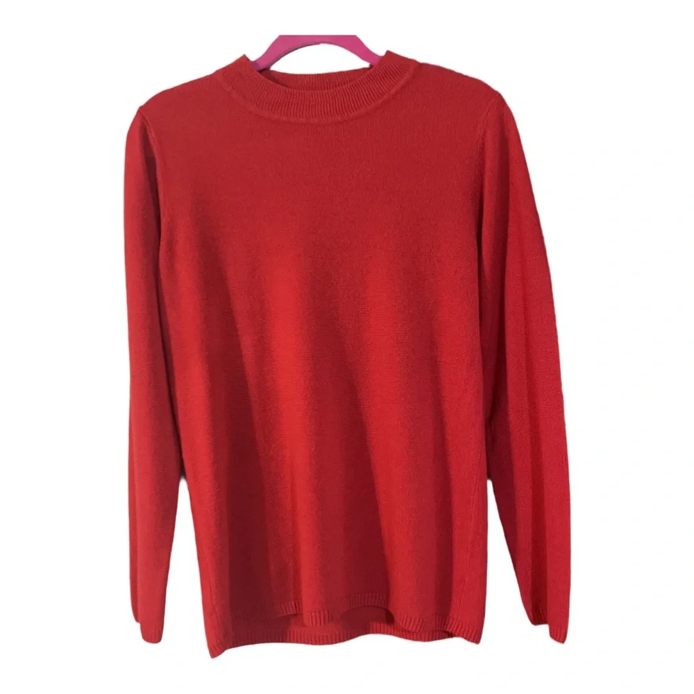 Kim Rogers Red Crewneck Knit Sweater Medium